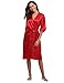 Produktbild Aibrou Damen Satin Morgenmantel Kimono Lang Bademantel Schlafanzug Negligee Nachthemd Nachtwäsche Unterwäsche V Ausschnitt Mit Gürtel, Gr. S, Farbe: Rot