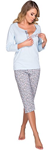 Italian Fashion IF Womens Maternity Pyjama Juka 0222 (Blue, XXL)