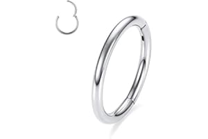 hengkaixuan 316L Surgical Steel Hinged Seamless Septum Clicker Ring 20G/18gG/16G/14G/12G/10G/8G Nose Ring Tragus Cartilage Helix Daith Tragus Earring Hoop Piercing Jewelry for Women Girls