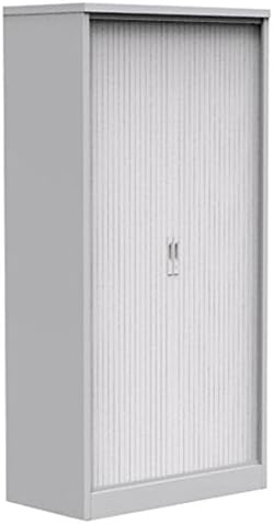 Simply Office TAMB2000GGG 2000 mm Side Opening Tambour with Levelling Feet/3 Graphite Grey Shelf - Goose Grey/Light Grey Blind