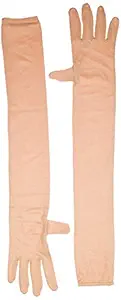 Kuber Industries Cotton 2 Piece Full Hand Arm Sleeves Gloves Set - Cream