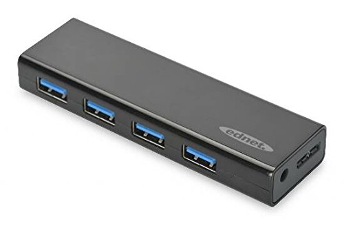 ednet USB 3.0 HUB, 4-Port, Datentransfer bis zu 5GB, 5V/2A Netzteil, schwarz