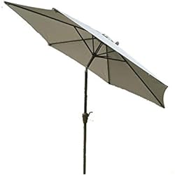 Grand 2 m, 2,7 m ou 3 m en métal manivelle et inclinaison jardin Parasol - 10 Couleurs 3 tailles (2 m, gris clair)