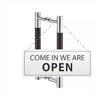 Anne Print Solutions Come In We Are Open & Sorry We Are Closed Stainless Steel Hanging Metal Signage Front & Back Safety Sign Pack Of 1 Pcs Size 8.25 Inch X 3.25 Inch APS5038