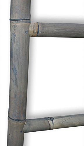 LioLiving®, Handtuchhalter / Dekoleiter aus Bambus (grau / grey washed) – (150 x 41 cm) (#400125) - 2