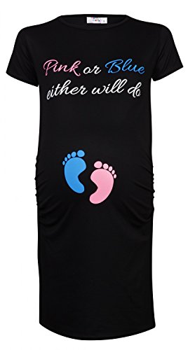 Happy Mama. Woman's Maternity Slogan Funny Print Tunic Dress Top T-shirt. 616p (Black, UK 10/12)
