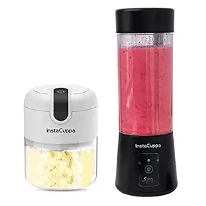 InstaCuppa Rechargeable Mini Electric Chopper,45 Watt, 250 ML and Rechargeable Blender Bottle,150 Watt, 400 ML Combo Pack