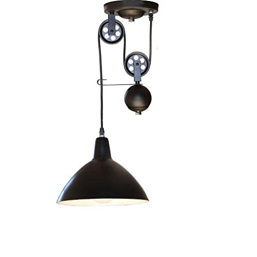 Preisvergleich Produktbild Bügeleisen Teleskop Kronleuchtern, Restaurant Studie Erker Schlafzimmer einfaches Anheben Teleskop Lampen leuchten (Farbe: Black-With einem Griff)