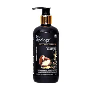 NO APOLOGY Moroccan Argan SHAMPOO With Keratin & Oat Protein 300 ml|Toxin Free|No Sulphate|No Paraben|100% Natural Shampoo|Dermatologically Tested|FDA Approved |For Dry & Damaged Hair|