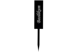 Bütic GmbH Acrylglas Pflanzschilder Stab schwarz - Gartenstecker, Kräuter-Stab, Pflanzenstecker - Auswahl + Wunschname, Pflanzenname:Basilikum