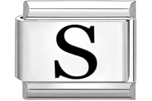 Quiges – 9 mm encanto italiano estilo memoria chapado en plata alfabeto S