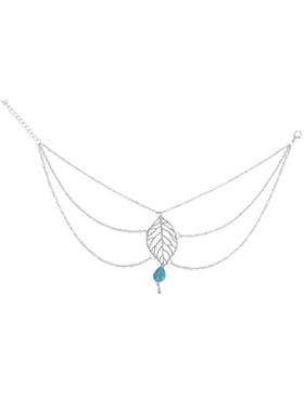 Vintage Oberarmkette Armkette Oberarm Arm Kette Schmuck Festival Blatt Leaf Flower mit Perle in Silber-Optik von...