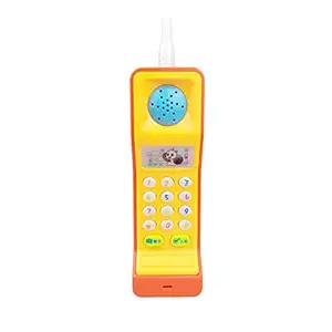 VGRASSP Cordless Musical Toy Phone Mobile for Kids - Animal, Number and Keypress Sounds - Colorful Lights and Music (with Battery)