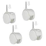  QC ER50B22E60 4 Ruedas para cuna 2 con freno y 2 sin freno. Diámetro 50mm. Espiga 60 con taco blanco. Silenciosa. Cojinete Liso. Blanco