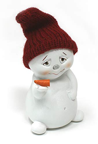 TEMPELWELT Deko Figur Schneemann Nase Ab 11 cm, Polystein Weiß Textil Wollmütze Rot, Dekofigur Winter Weihnachten Winterdeko