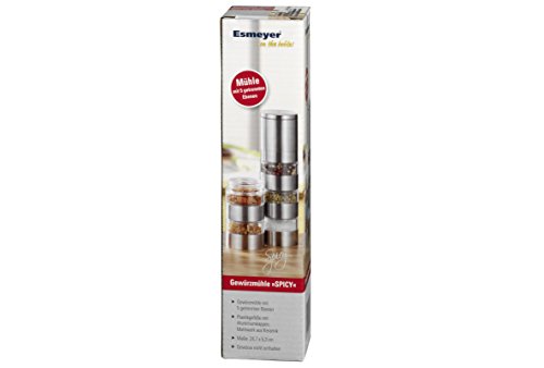 Esmeyer 290-246 Gewürzmühle SPICY mit 5 getrennten Ebenen, Keramikmahlwerk und Kunststoff Dosen, Ø: 50 mm, Höhe: 250 mm, Volumen: 5×0,05 Liter, - 2