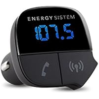 Energy Sistem Energy Car Transmitter - Reproductor MP3 con Bluetooth para el coche y transmisor FM (cargador USB, manos libres con micrófono integrado y pantalla), negro