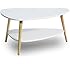 S&Oslash;RENSEN DESIGN Couchtisch wei&szlig; skandinavisches Design Holz clean chic rund oval Retrolook Couchtisch Beistelltisch neu Wohnzimmer Ablage Natur 2 Etagen