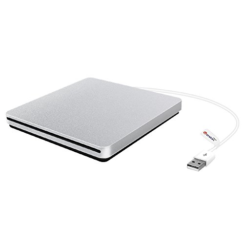 VersionTech Unidad Externa DVD/CD S&uacute;per-Slim Lectora CD DVD RW ROM USB &Oacute;ptica Quemador superdrive para port&aacute;til Laptop Apple Mac Macbook Pro/Air iMac Windows (Plata)