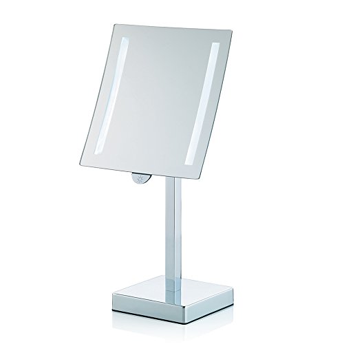 Kela 20627 Standspiegel, Touch-Funktion und LED-Beleuchtung, Batteriebetrieben, 30,5cm, Metall, Sade, Verchromt