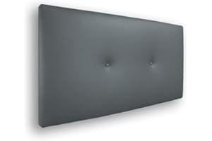 Silcar Home - Cabecero Silvi Tapizado, Estructura Madera, Hilera Botones Estilo Moderno - Fácil Instalación, Acolchado Confort - 105 cm, Polipiel Gris
