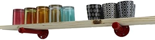 Irwost - l'Original - Red straight stand for a shelf, table leg, or furniture item. Industrial retro design