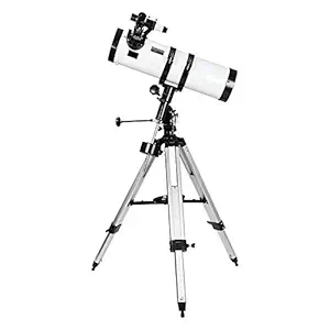 AOMEKIE Telescope, 130mm Aperture 650mm EQ Mount Newtonian Astronomical Reflector Telescope for Adults - with Phone Adapter & Tripod (White)