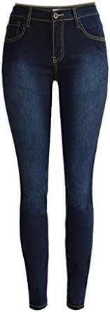 Wgwioo Womens Jeans Disco High Waist Elasticity Slim Personality Skinny Denim Stretchy Slim Pencil Trouser Zipper Pocket Leggings Pants . Deep Blue . 36