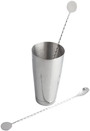 Reze Stainless Steel Cocktail Mocktail Mixing Set Long Fork/Spoon + Martini Mixer Cup 750ml