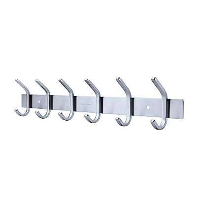 HOMEIDEAS Patère Portemanteaux En Acier Inoxydable 6 Crochets pour Entrée Salle de Bains Cuisine, Accrocher Serviette Chapeaux Vêtements Manteaux, Patère Murale, Patère de Porte, Porte Serviette
