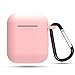 Produktbild iUcar Silicone Case with Anti-Lost Carabiner Anti-Dust Cover for Airpods Earphones - Light Pink