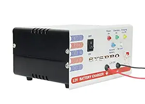 SYSPRO 12 Volts 7 Amps Automatic Battery Charger with 7 AH to 220 AH Battery Charging Capacity for Tabular Inverter AMF Panel Bike Truck Ups Car Toys and 12V Charger (Black & White)