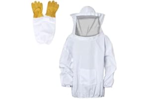 EHOTER Bienenschutzhandschuhe für Kinder, professionelle Imkerei-Kleidung – Imkerjacke, Überziehjacke, Imkereiausrüstung, Anzug mit Hut-Handschuhe für Kinder