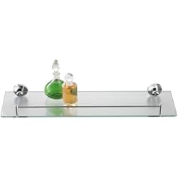 axentia Étagère Murale en Verre pour Salle de Bain - Tablette de Lavabo en Verre avec Rail Chromé - Étagère de Douche 50 x 14 cm - Rangement Accessoires Salle de Bain