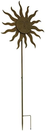 Zeckos 52"X20" Rust Metal Sun Face Spinner