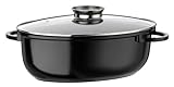 GSW Gourmet 410571 Ceramica Induction XL Cocotte Ovale avec Couvercle Protection de l'arôme en Verre 8,5 L, Fonte d'aluminium, Noir moucheté, 38 cm 4 unités