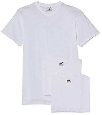Fruit of the Loom Valueweight V Neck T 3 pack - T-shirt - uni - Col ras du cou - Manches courtes - Homme - Blanc - Medium (Taille fabricant: Medium)