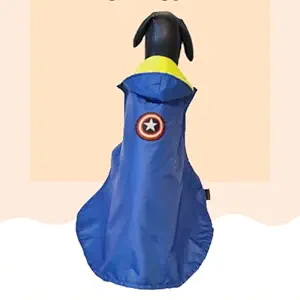 Kitty & The Woof Gang Blue Dual Layered Raincoat to Protect Your pet from Rains and Morning Dew | The Hood Keeps The Head Dry | for Dog and Cat - 22 Inch-XXL (Large)