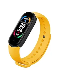 Plasmic M6 Band Bracelet/Fitband, Heart Rate Monitor Sensor OLED Bluetooth Wristband Waterproof Sports Health Activity Tracker Watch Men-Yellow