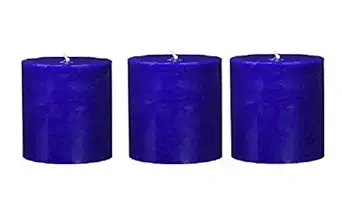 DELHI CANDLES Home Made Hand Crafted Smooth Pillar Candles, Set of 3 for Home Dcor/Meditation/Aroma/Reiki/Party/Romantic Dinner/Christmas & Other Occasion (Blue, 3X3)