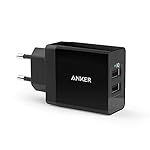 Anker 24W 2-Port USB Ladegerät mit PowerIQ Technologie für iPhone, iPad, Samsung Galaxy, Nexus, HTC, Motorola, LG und weitere (Schwarz)