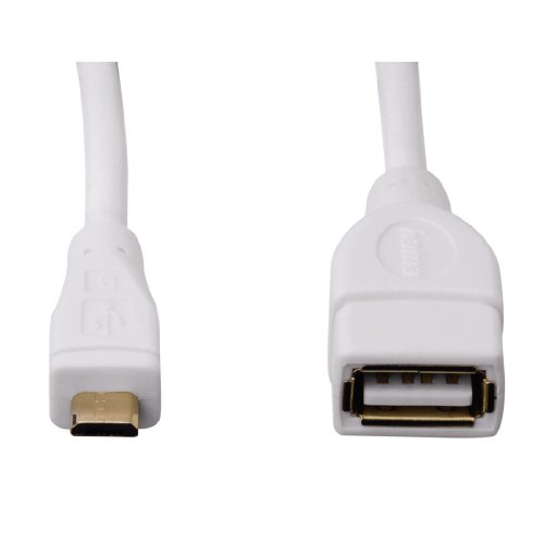 Hama OTG USB Adapter-Kabel (microUSB-Stecker auf USB-Buchse) für Smartphones und Tablets, vergoldet, 0,15 m, weiß - 4