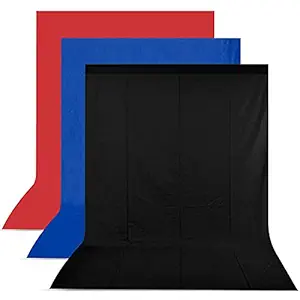 Boltove 8FTX12FT Black,Blue and Red Backdrop Background for Photography Photo Booth Backdrop for Photoshoot Background, television, video production and home decoration, weddings, parties, newborns, children, product photography,Screen Video, Curtain