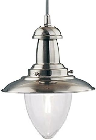 Marco Tielle Modern Satin Silver Fisherman Pendant Ceiling Light with Clear Glass Shade MT7976SS