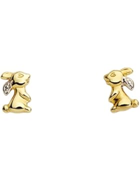 Basic Gold Ohrringe KI43 Mädchen Kinder Ohrstecker Hase 14 Karat (585) Gelbgold Kinderschmuck