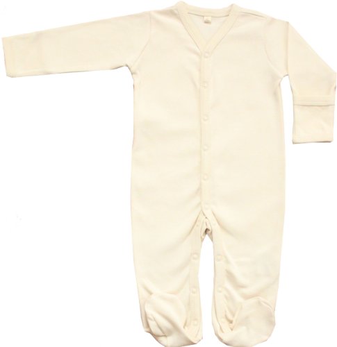 Organic Cotton Baby Footie Sleepsuit GOTS Certified No Dyes (Natural, 3-6m)