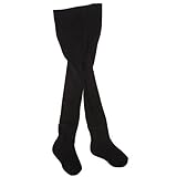 Baby Girls Plain Cotton Rich Lycra Tights (12-18 Months) (Black)