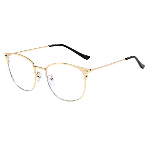 Preisvergleich Produktbild DOLDOA Computer Brille, Nerdbrille mit Metallrahmen Brille Ohne Stärke Retro Dekobrille Klassisches reg; Klare Linse für Unisex Damen und Herren