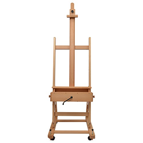 Artina Pisa Large Easel for Art Professional XXL Studio H-Frame Easel Oiled Beech Wood with 2 x Drawers and 4 x Castor