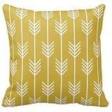 CBOutletArt Modern Arrow Fletching Pattern Mustard Yellow Cotton Linen Decorative Throw Pillow Case Cushion Cover 18*18 Inch b:137